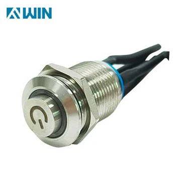 Công tắc kim loại 12 mm với logo nguồn